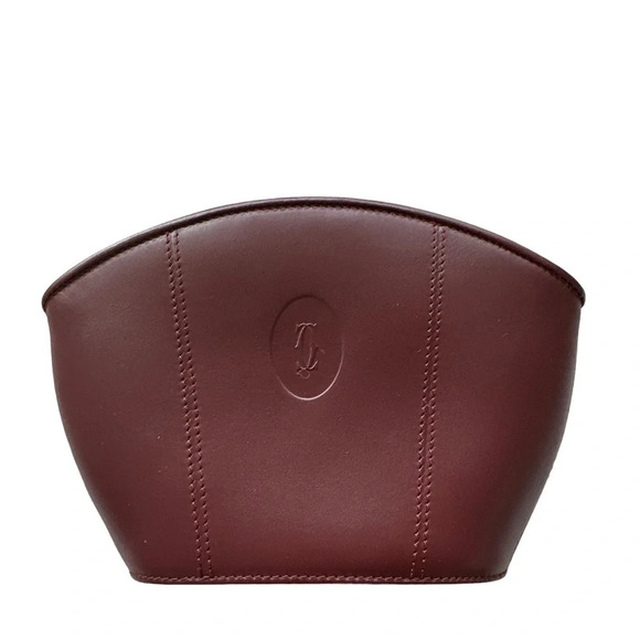 Cartier Handbags - Les must de Cartier Burgundy Cosmetic Pouch Clutch Like New Condition